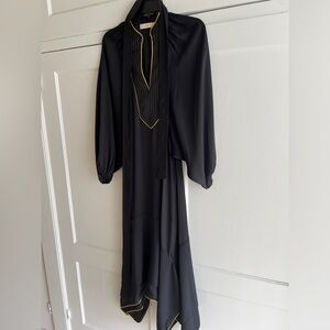 Tory Burch Puffed Sleeve Tunic Dress Black Gold